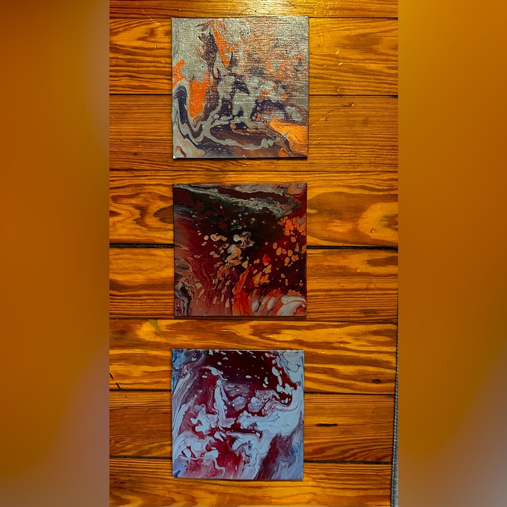 Handmade Unframed 6x6 Inch Colorful Marble Paintings